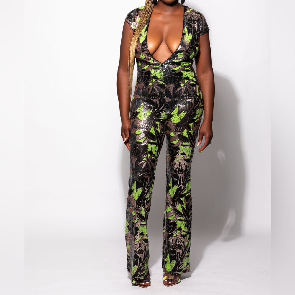 COPY - #58 Green and Black Sequins Jumpsuit